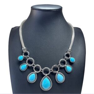 Riverside Relic Faux Turquoise Statement Necklace 17-19"